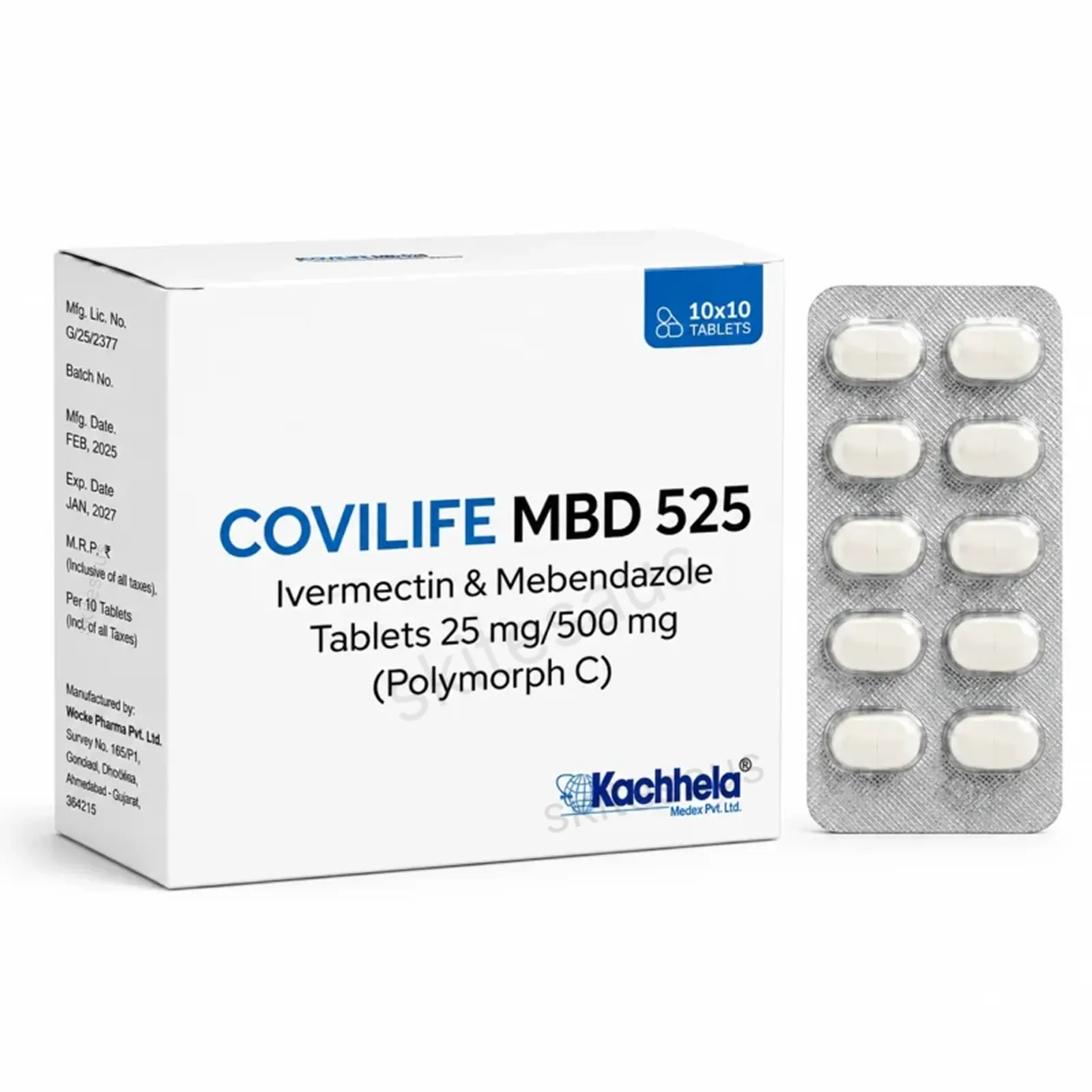 Ivermectin And Mebendazole Tablets 25mg/500mg(Covilife MBD 525)