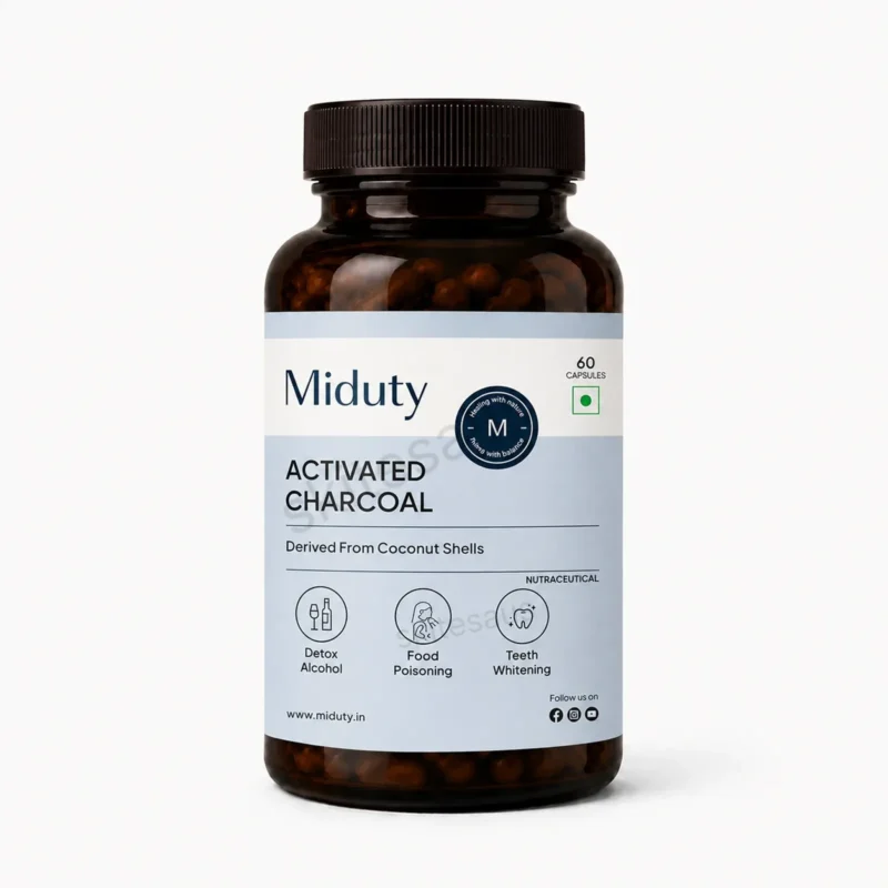 Miduty Activated Charcoal - 600Mg (60 Tablets)